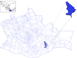 Location of the municipality in Oaxaca