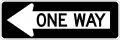 Common U.S. one way sign (leftward)