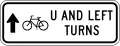 R9-25b Bicycle U and left turns (straight arrow)