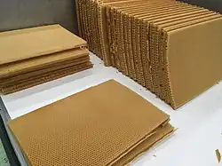 Honeycombs made by machine with beeswax and with the whole structure of the hexagonal cell already built