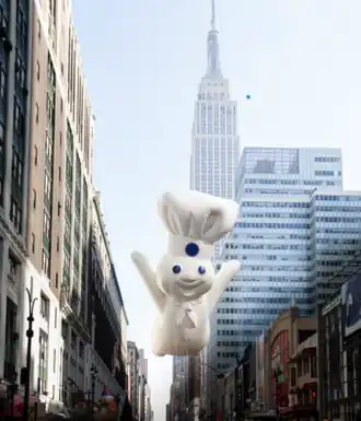 Pillsbury Doughboy balloon at the Macy's Thanksgiving Day Parade in 2012