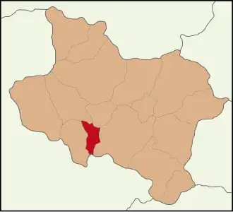 Map showing Ahmetli District in Manisa Province