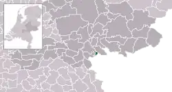 Highlighted position of Millingen aan de Rijn in a municipal map of Gelderland