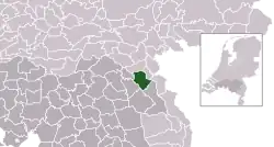 Highlighted position of Cuijk in a municipal map of North Brabant