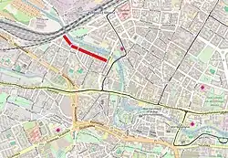 Władysława Łokietka street highlighted on a map