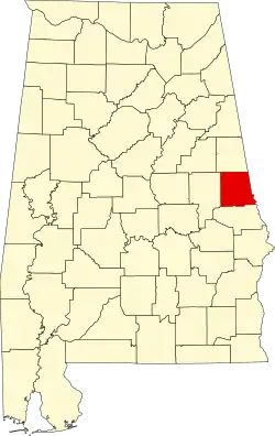 State map highlighting Chambers County