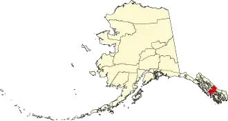 Map of Alaska highlighting Petersburg Borough