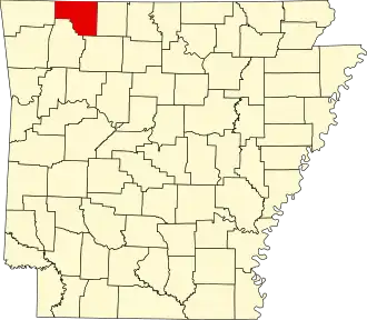 Map of Arkansas highlighting Carroll County
