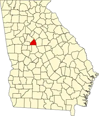 State map highlighting Butts County
