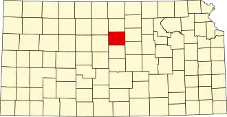 Map of Kansas highlighting Lincoln County