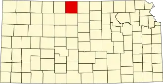 Map of Kansas highlighting Smith County