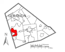 Location in Lebanon County, Pennsylvania