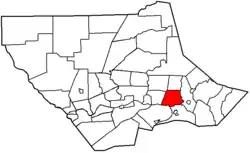 Map of Lycoming County, Pennsylvania highlighting Muncy Township