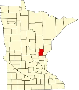 State map highlighting Kanabec County
