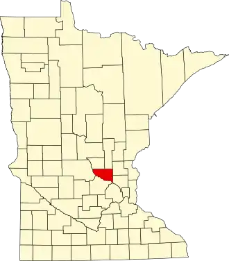 State map highlighting Sherburne County