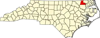 Map of North Carolina highlighting Hertford County