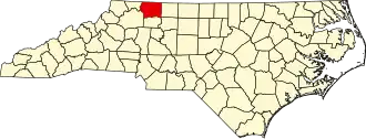 Map of North Carolina highlighting Surry County