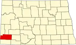 Map of North Dakota highlighting Slope County