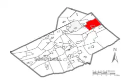 Location of Rush Township in Schuylkill County, Pennsylvania