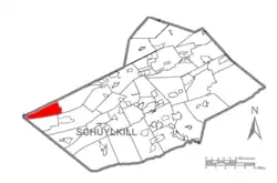 Map of Schuylkill County, Pennsylvania Highlighting Upper Mahantongo Township