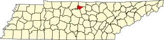 State map highlighting Trousdale County