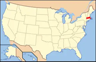 Map of the United States with Massachusetts highlighted