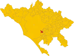 location of Ciampino in the Metropolitan City of Rome Capital