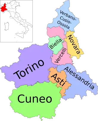 Today's administrative Piedmont in Italy