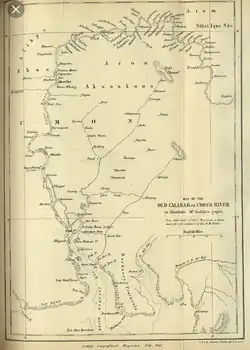Old Cross River showing Oron as Tom Shotts Town, 1885