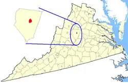 State map highlighting Charlottesville
