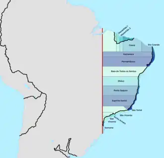 1534 Portuguese America according to the Treaty of Tordesillas