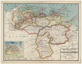 Map of the United States of Venezuela in 1932