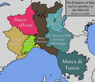 The March of Tuscany in the political context of Italy in the 900s AD