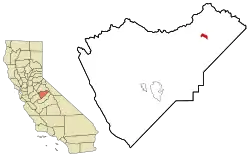 Location in Mariposa County and the state of California