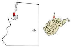 Location of Glen Dale in Marshall County, West Virginia.