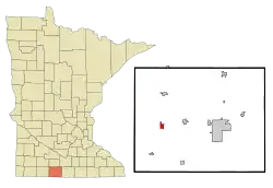 Location in Martin County and the state of Minnesota