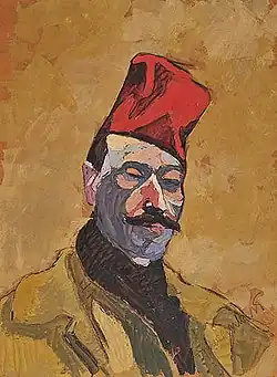 1918 self-portrait in Algerian dress.