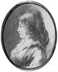 oval drawing of a girl with dark hair