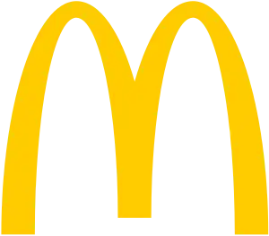 Two yellow arches joined together to form a rounded letter M.