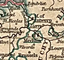 Map of the area from 1559–1608