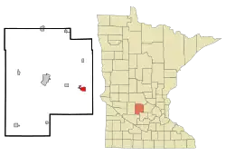Location of Dassel within Meeker County, Minnesota