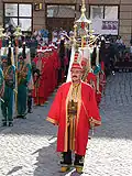The çorbacıbaşı, leader of the mehter takımı, with horsetail as a sign of rank