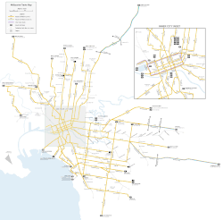 Map of the Melbourne tram network.