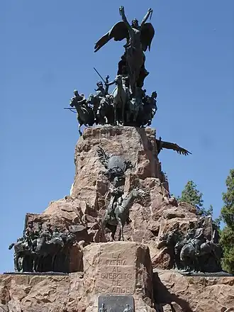 The Cerro de la Gloria monument in Mendoza, Argentina