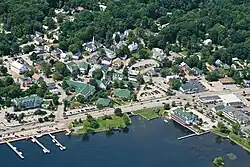 Bird's-eye view of Meredith village