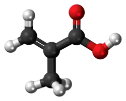 Ball-and-stick model of the methacrylic acid molecule