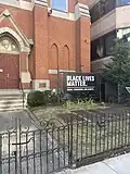 Exterior of the church in 2025, with Black Lives Matter banner visible