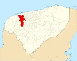 Location of the municipality in Yucatan