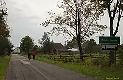 Road sign in Mikłaszewo