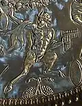 Mildenhall treasure, great dish, British Museum, detail-- satyr with pan pipes